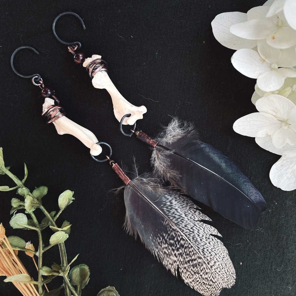 Bone & Feather Wire Earring Hangers